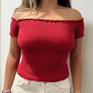 Hollister Red Smocked Top